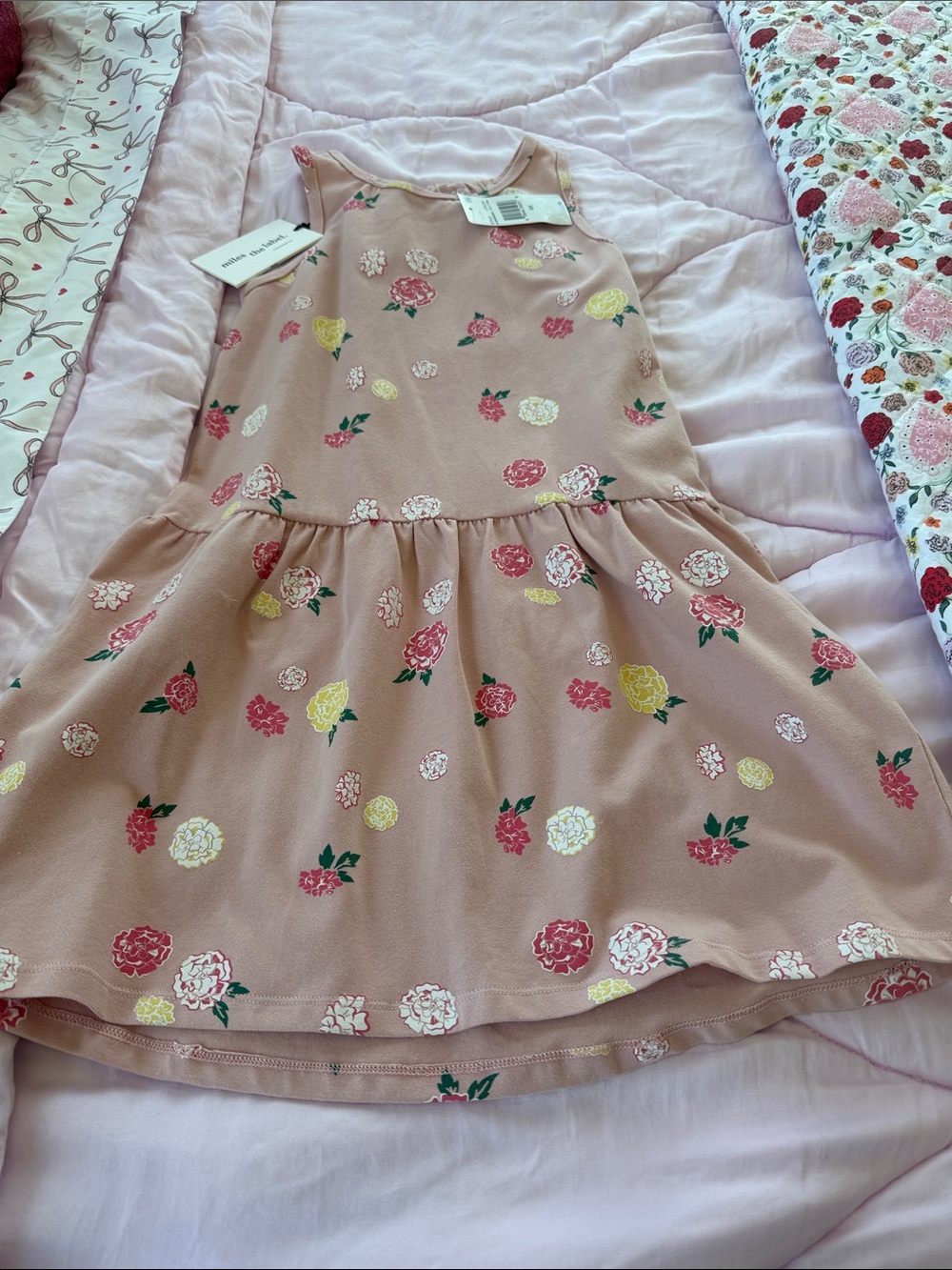 Sleeveless Floral Day Dress for Girls - Blush Pink